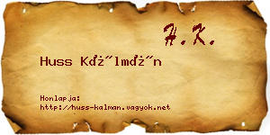 Huss Kálmán névjegykártya